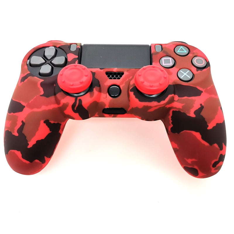 Asokex Silicone Skin Cover for Ps4 Controller (1pc Anti-Slip Case, 1 Pair L2 R2 Trigger Extender, 4pcs Thumb Grips,4pcs LED Light Bar Decal) Protector for DualShock PS4/ Slim/Pro Controller (Red Camouflage) - Image 5